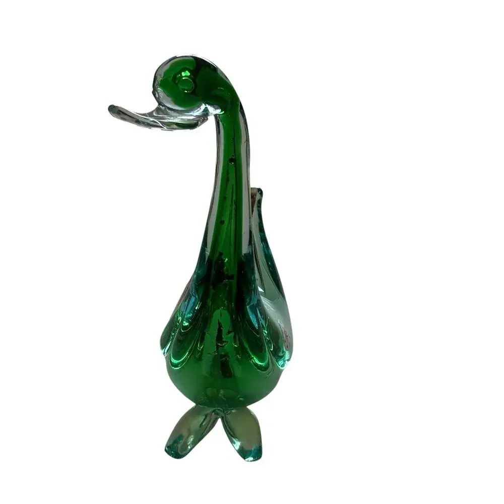 Murano Archimede Seguso Green Glass Drioli Duck Swan Decanter Bottle 1960s 6.75